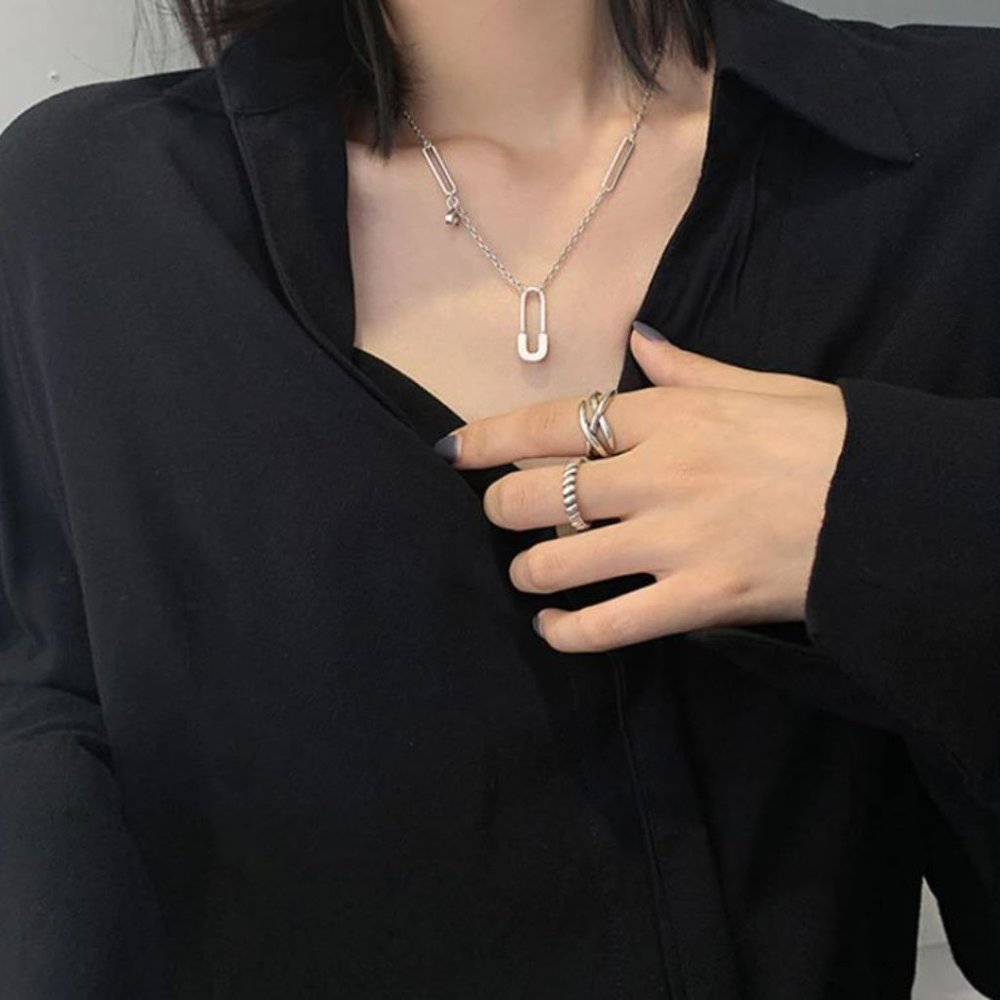 925 Sterling Silver Minimalist Paperclip Chain Link  Necklace